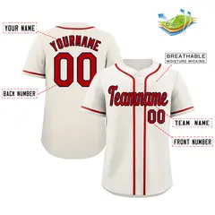 Cream Red-Navy Classic Authentic Baseball Jersey 2