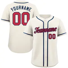 Cream Red-Navy Classic Authentic Baseball Jersey 1
