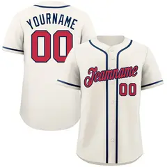 Cream Red-Navy Classic Authentic Baseball Jersey 1