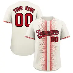 Cream Red Phonetic Rhythm Authentic Baseball Jersey