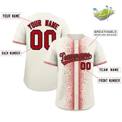 Cream Red Phonetic Rhythm Authentic Baseball Jersey 2