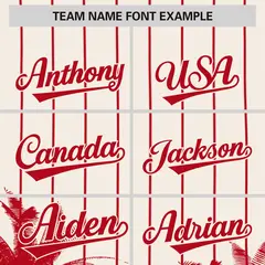 Cream Red Pinstripe Coconut Tree Baseball Jersey 3