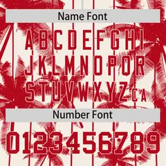 Cream Red Pinstripe Coconut Tree Baseball Jersey 4