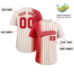 Cream Red Pinstripe Gradient Baseball Jersey 2