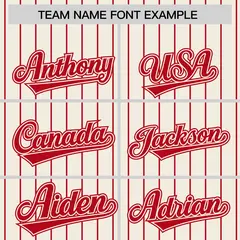 Cream Red Pinstripe Raglan Varsity Letterman Baseball Jacket 3