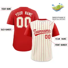 Cream Red Pinstripe Two-Tone Authentic Baseball Jersey 2