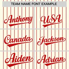 Cream Red Pinstripe Two-Tone Authentic Baseball Jersey 3