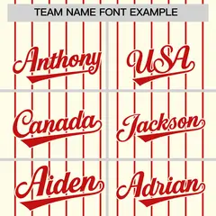 Cream Red Pinstripe Two-Tone Authentic Baseball Jersey 3