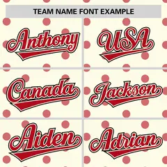 Cream Red Polka Dot Graffiti Authentic Baseball Jersey 3