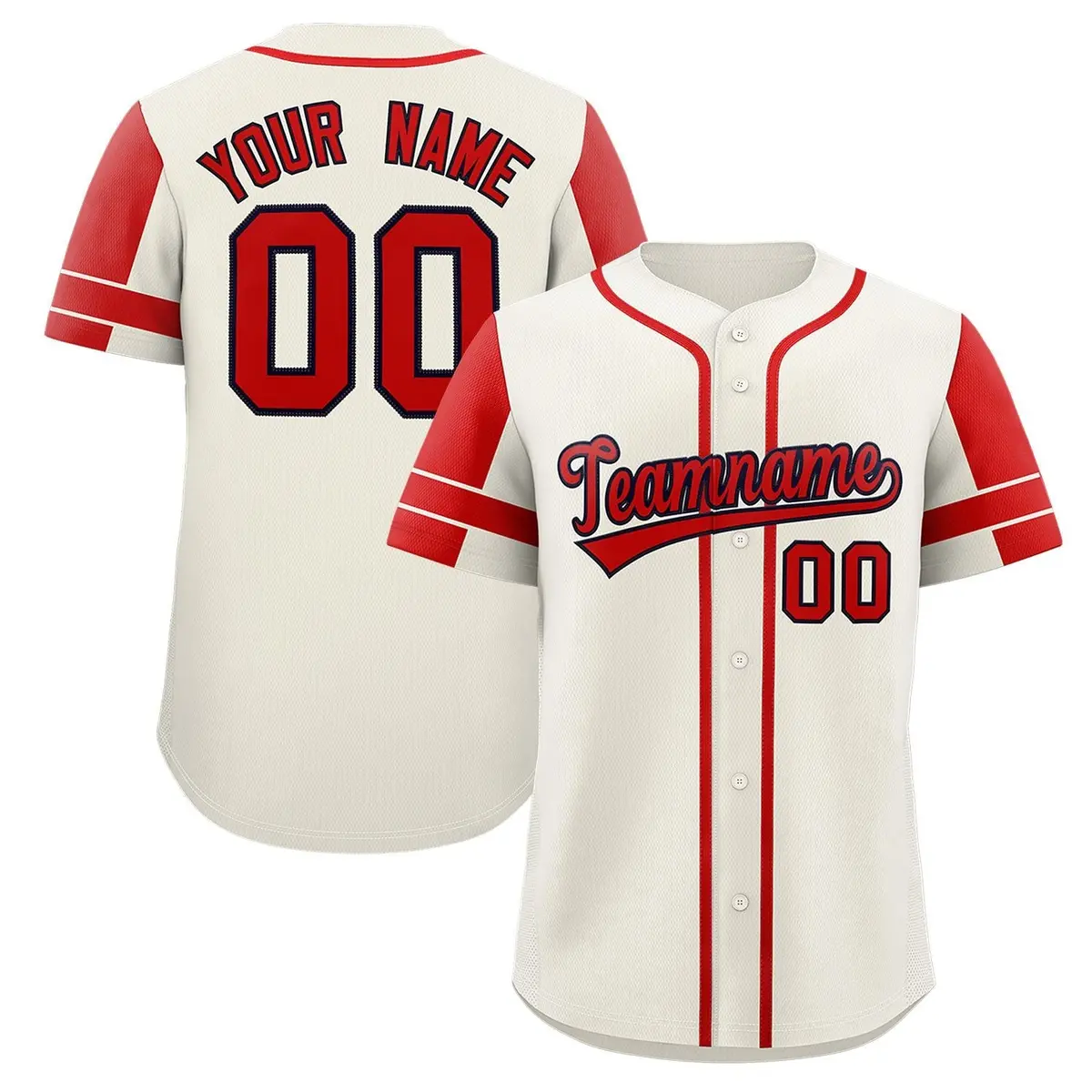 Cream Red Raglan Sleeve Authentic Baseball Jersey
