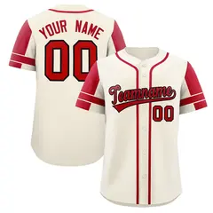 Cream Red Raglan Sleeve Authentic Baseball Jersey 1