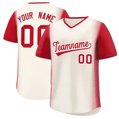 Cream Red Raglan Sleeves Authentic Pullover Baseball Jersey 1