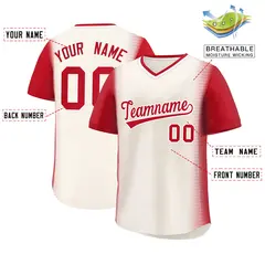Cream Red Raglan Sleeves Authentic Pullover Baseball Jersey 2