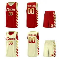 Cream Red Reversible Basketball Kits - Side Arrow Old Gold Red Gradient 2