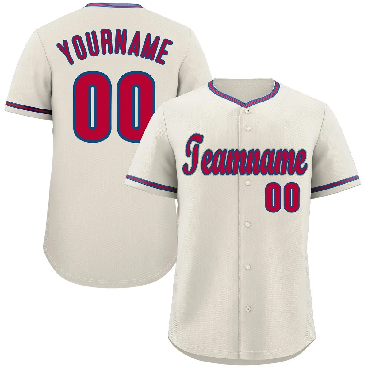 Cream Red-Royal Classic Style Baseball Jersey