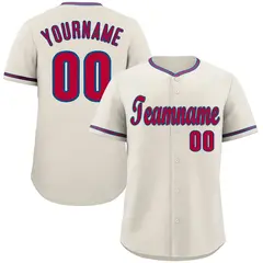 Cream Red-Royal Classic Style Baseball Jersey 1