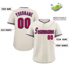 Cream Red-Royal Classic Style Baseball Jersey 2