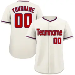 Cream Red-Royal Classic Style Baseball Jersey 1