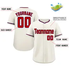 Cream Red-Royal Classic Style Baseball Jersey 2