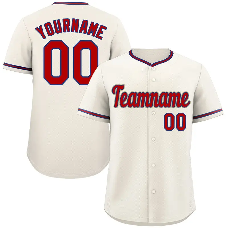 Cream Red-Royal Classic Style Baseball Jersey