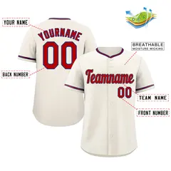 Cream Red-Royal Classic Style Baseball Jersey 2