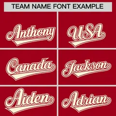 Cream Red Short Sleeve Full-Snap Varsity Jacket 5