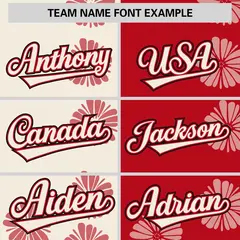 Cream Red Split Flower Graffiti Authentic Baseball Jersey 3