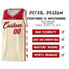 Cream Red Star Pattern Sports Basketball Jersey 2