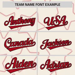 Cream Red Star Pattern Varsity Full-Snap Letterman Baseball Jacket 3