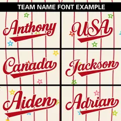 Cream Red Stripe Star Pattern Authentic Baseball Jersey 3