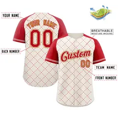 Cream Red White-Old Gold Rhombus Authentic Baseball Jersey 2