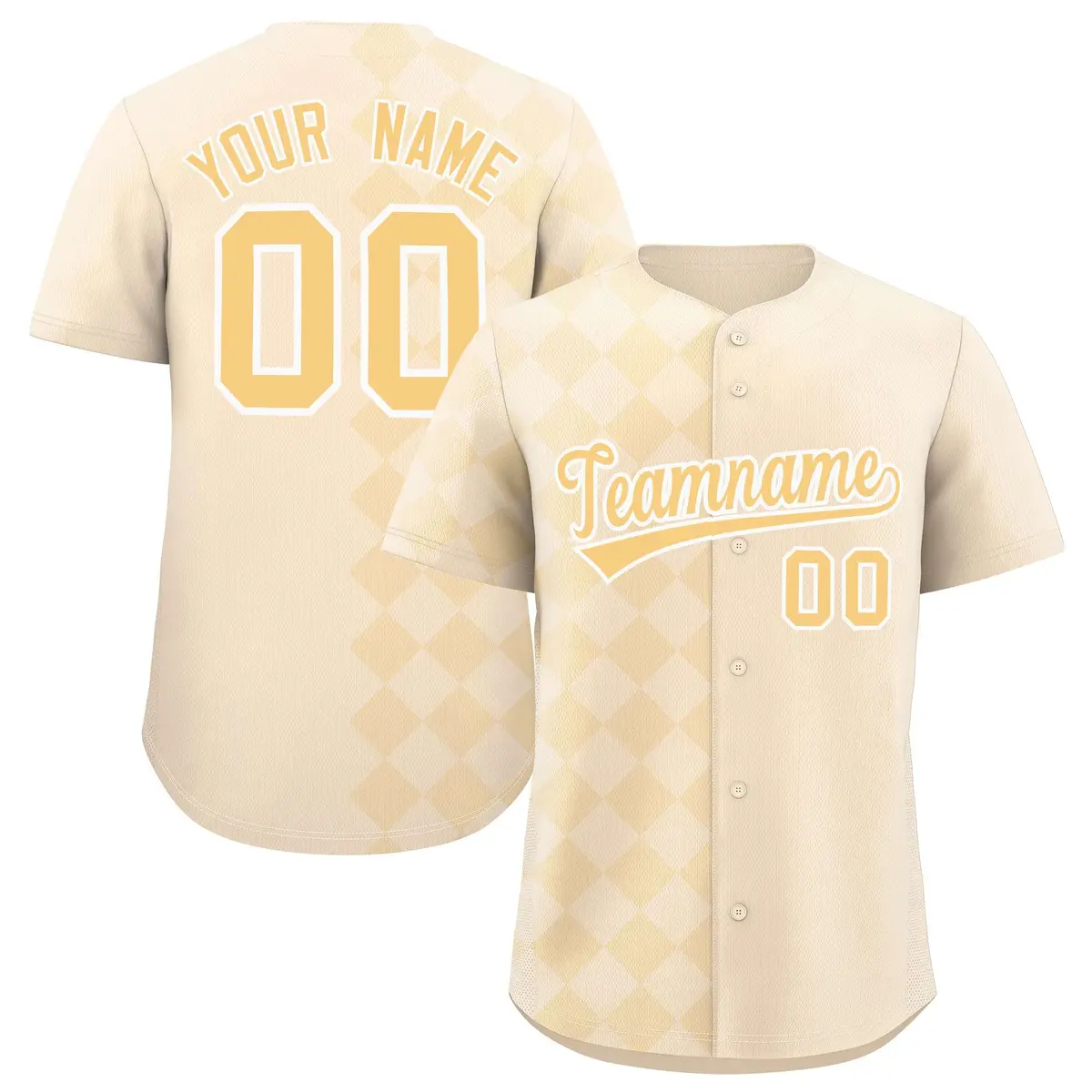 Cream Rhombus Design Authentic Baseball Jersey