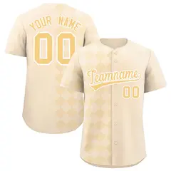 Cream Rhombus Design Authentic Baseball Jersey