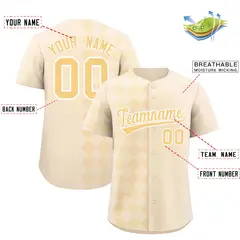 Cream Rhombus Design Authentic Baseball Jersey 2
