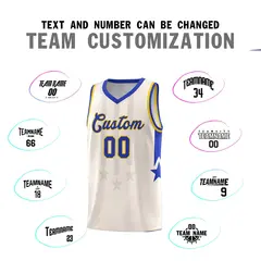 Cream Royal and Gold Gradient Star Graffiti Basketball Jersey 4
