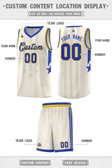 Cream Royal and Gold Gradient Star Graffiti Basketball Jersey 5