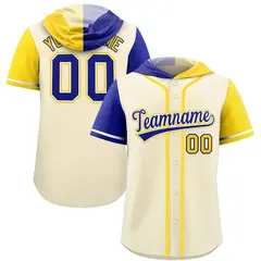 Cream Royal and Gold Split Raglan Baseball Hoodie Jersey 1