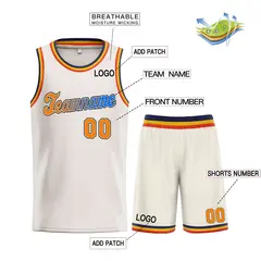 Cream Royal-Black Classic Sets Basketball Uniform Jersey 3