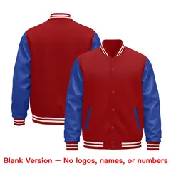 Cream Royal Blue Red Raglan Varsity Full-Snap Letterman Jacket 2