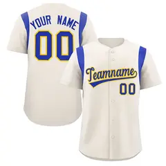 Cream Royal Classic Full Button Baseball Jersey
