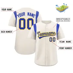 Cream Royal Classic Full Button Baseball Jersey 2