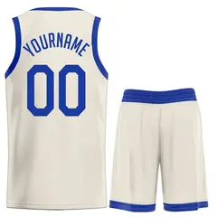 Cream Royal Classic Sets Sports Basketball Uniform Jersey 2