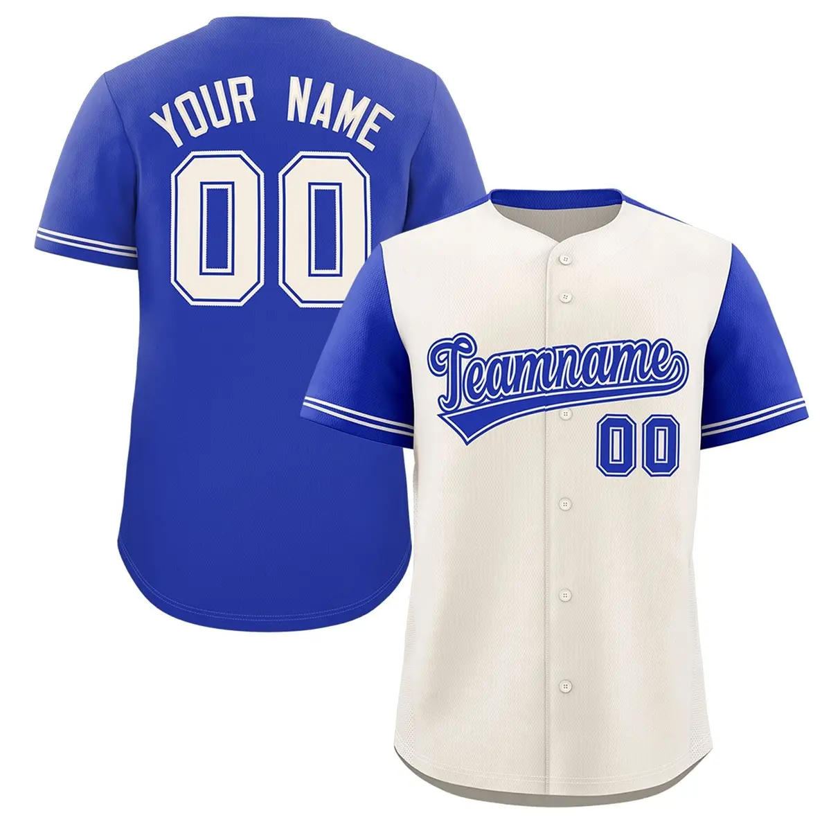 Cream Royal Color Block Raglan Sleeves Baseball Jersey