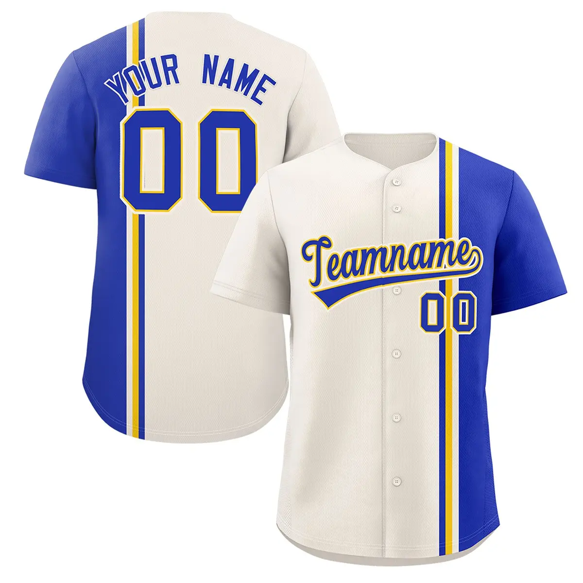 Cream Royal-Gold Color Block Authentic Baseball Jersey