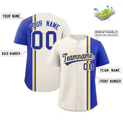 Cream Royal-Gold Color Block Authentic Baseball Jersey 2