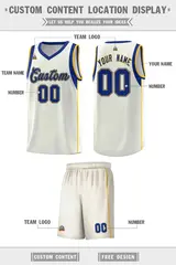 Cream Royal-Gold Sleeve Color Block Basketball Jersey 2