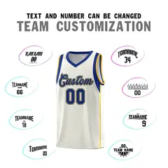Cream Royal-Gold Sleeve Color Block Basketball Jersey 4