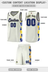 Cream Royal-Gold Triangle Splicing Basketball Jersey 2