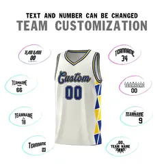 Cream Royal-Gold Triangle Splicing Basketball Jersey 3