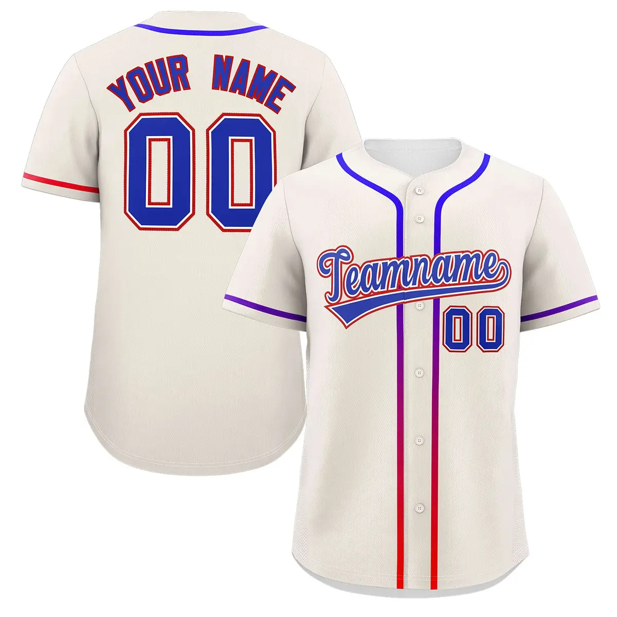 Cream Royal Gradient Ribbed Authentic Baseball Jersey